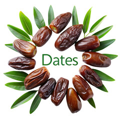 fruits dates with leaves on transparent background