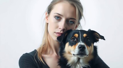 Portrait of a woman with a dog.
