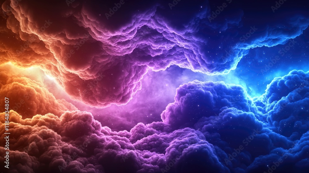 Poster celestial cloud formation event outer space abstract art cosmic environment aerial view ethereal con