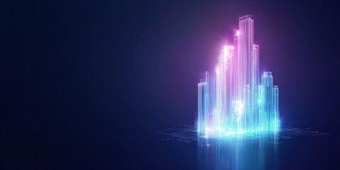 Fototapeta premium Dynamic digital skyline futuristic cityscape graphic design neon environment abstract viewpoint urban concept