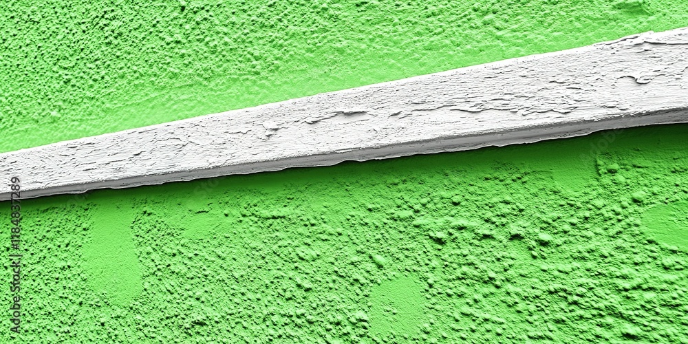 Poster bright green textured wall with white horizontal stripe creating a vibrant contrast in a modern sett
