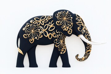 Intricate elephant artwork gallery display decorative art contemporary setting side view cultural representation