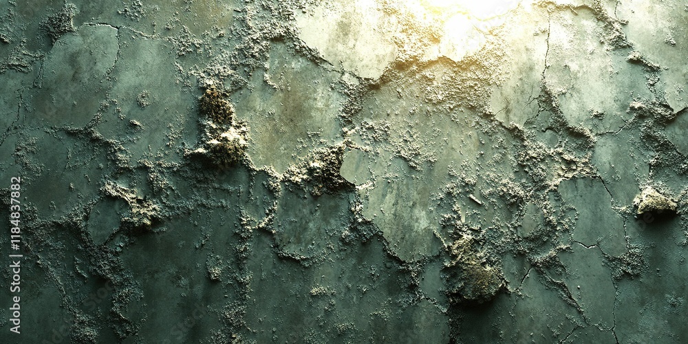 Poster textured wall surface with peeling paint and visible light creating an interesting visual effect in 