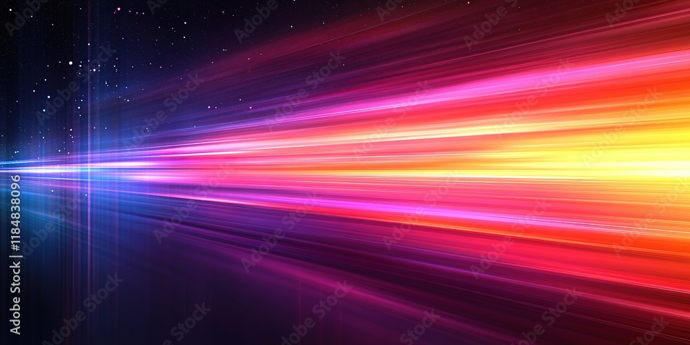 Poster vibrant light trails create a dynamic abstract composition in a starry space setting