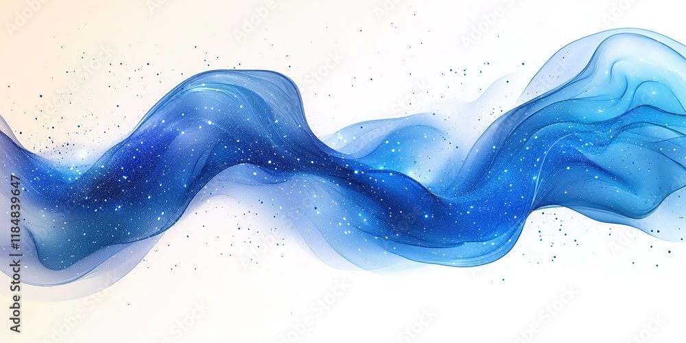 Aufkleber vibrant abstract waves of blue with sparkling stars create a dreamy atmosphere in soft hues