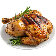 Roasted grilled chicken isolated on transparent background
