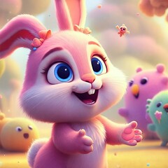 Fototapeta premium easter bunny with eggs