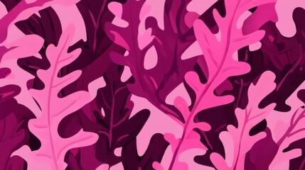 Stunning Pink Leaf Pattern Design - A Vibrant Botanical Print