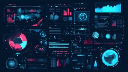 Fototapeta premium Futuristic Tech Interface with Advanced Data Visualization