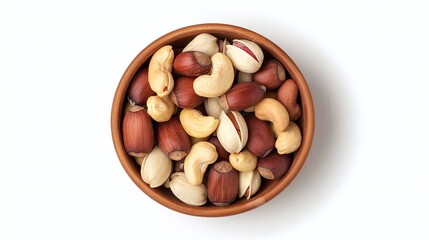 Pistachios in bowl, pistachio nuts, healthy snack, nuts and seeds, raw food, natural food, minimal, copy space, top view