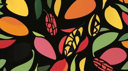 Bold Tropical Fruit Pattern - Vibrant Mango Design