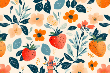 Strawberry pattern for fresh and colorful design projects