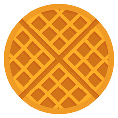 Round waffle top view vector, Belgian waffle.