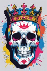 Fototapeta premium skull illustration with paint spills