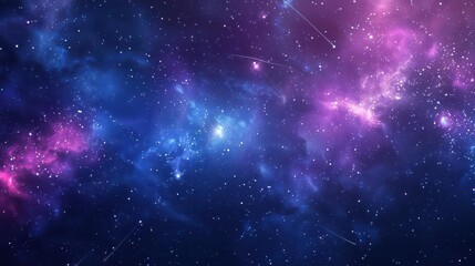 Naklejka premium A vibrant depiction of a cosmic space scene filled with stars and colorful nebulae.