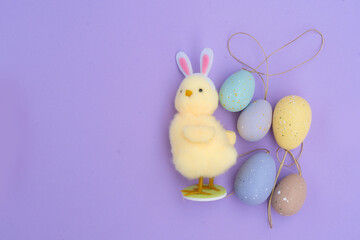 Easter colored eggs in nest