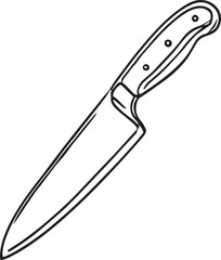 Stylish Kitchen Knife Line Drawing Vector Design