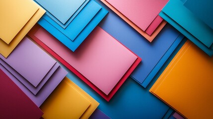 A stunning display of colorful paper pieces interspersed with various shades creates an eye-catching composition. The vibrant palette invites creativity and inspiration, emphasizing texture and form