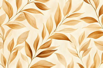 Watercolor floral seamless pattern in soft beige and brown tones, ideal for home and textile decor