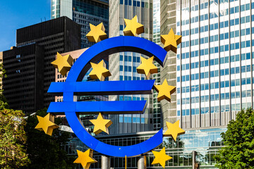 Famous euro sign in Frankfurt am Main