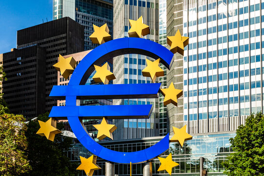 Famous euro sign in Frankfurt am Main