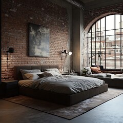Luxury bedroom design with upholstered headboard and perfectly arranged pillows image