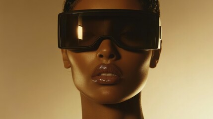 Futuristic Woman in VR Glasses with Soft Studio Lighting
