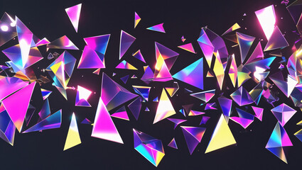 Prismatic light leaks with rainbow bokeh illuminate the dark background, creating a mesmerizing blend of colors and ethereal light that adds a magical touch to the scene