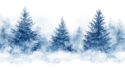 Fototapeta premium Winter Wonderland Serene Forest with Snow-Covered Pine Trees Under a Clear Blue Sky