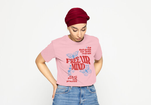 Middle Eastern Woman in T-Shirt for design
