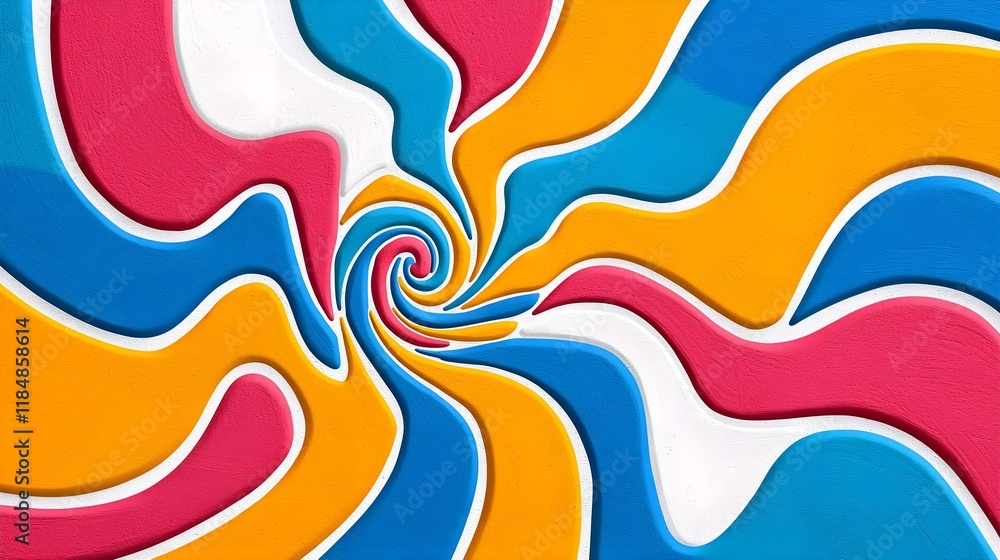 Poster vibrant abstract swirl pattern with bright colors creating a dynamic and energetic visual effect.