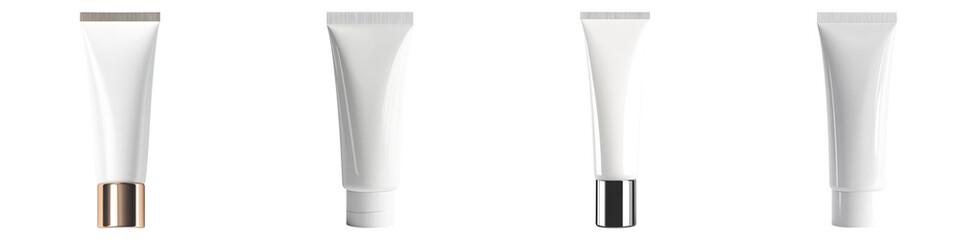 Skincare cosmetic tube isolated on transparent background, Set of