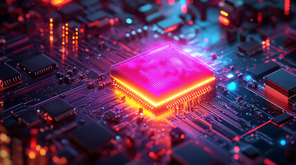 silicon wafer processing and robotic manufacturing of semiconductors with modern technology concepts in chip production and assembly





