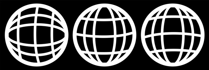 World vector icons. Globe icon illustration,  Earth Illustration. Globe Symbol and planet sign. World Wide Web Sign ,Isolated, Variations, eps10