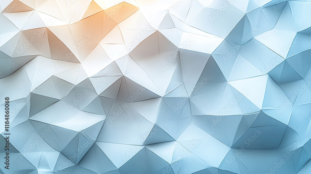 Poster abstract geometric shapes create a textured pattern in soft blue and orange hues
