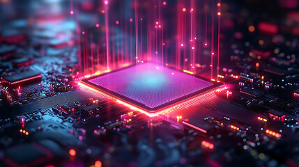 modern technology concept in robotic semiconductor manufacturing and computer chip production using silicon wafers and automated systems
