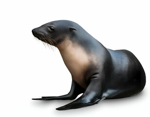 Naklejka premium Playful sea lion posing for the camera marine habitat animal portrait clear background, isolated on white or transparent background