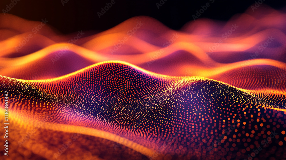 Aufkleber colorful abstract waves create a mesmerizing display of light and texture in a digital landscape