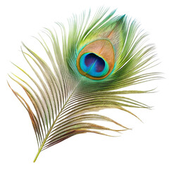 Obraz premium Peacock feather isolated on transparent background 
