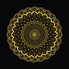 Golden Floral Mandala Design Vector Illustration
