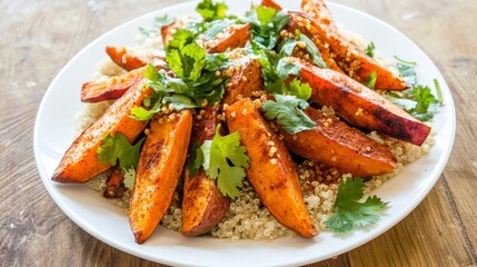 Roasted Sweet Potato Wedges with Quinoa and Fresh Herbs: A Flavorful and Healthy Meal