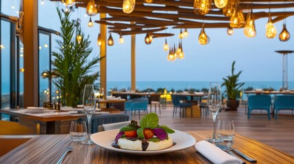 Rooftop Restaurant with a Stunning Ocean View: Exquisite Mediterranean Cuisine, Elegant Ambiance, and Fine Dining Experience