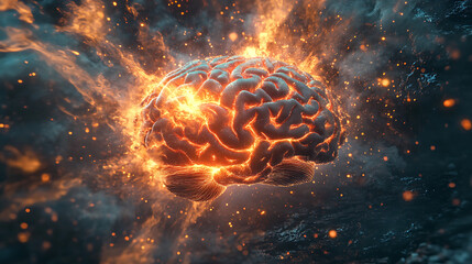 brain with neural network and big data processing showing intelligent thinking in the context of artificial intelligence and generative ai
