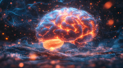 human brain concept with neural network processing and ai technology for big data and artificial intelligence generative ai stock image

