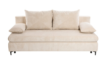 Comfortable sofa with pillows isolated on white