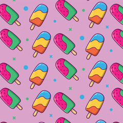 Ice cream pattern vector. Ice cream symbol. Wallpaper. Blank space for text. Copy space.