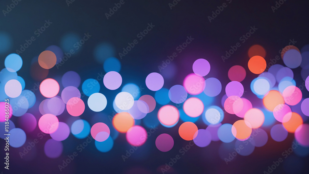 Poster a stunning display of vibrant multicolor bokeh lights against a dark background is captured in this 