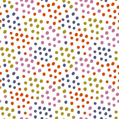 Colored circles on a white background. Children's seamless pattern, vector background. Ideal for fabric, textile, children's bedding, wallpaper, pajamas. Scandinavian style.