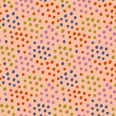 Colored circles seamless pattern, vector background. Ideal for fabric, textile, baby bedding, wallpaper, pajamas. Scandinavian style.