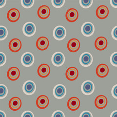Fototapeta premium Colored circles seamless pattern, vector background. Ideal for fabric, textile, baby bedding, wallpaper, pajamas. Scandinavian style.